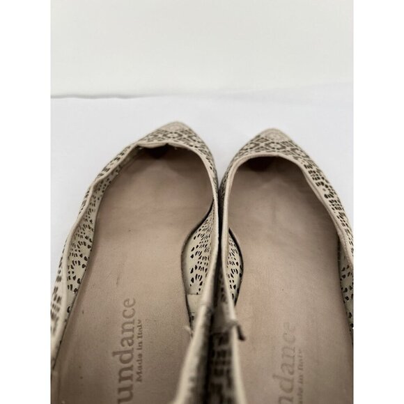 Sundance Catalog Dahlia Cutout Laser Design Floral Flats Ivory Boho Size 38 US 8 - Picture 4 of 16